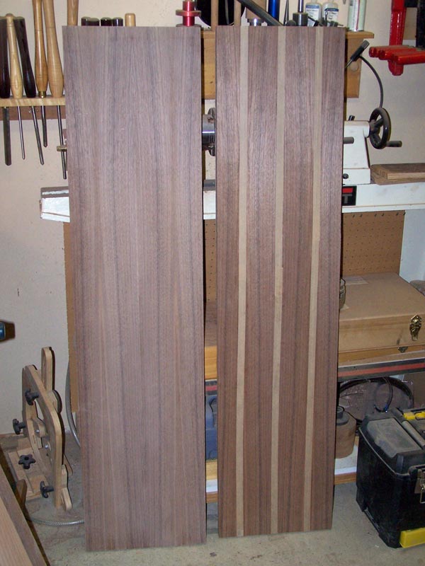 Upper cabinet sides with veneer laid