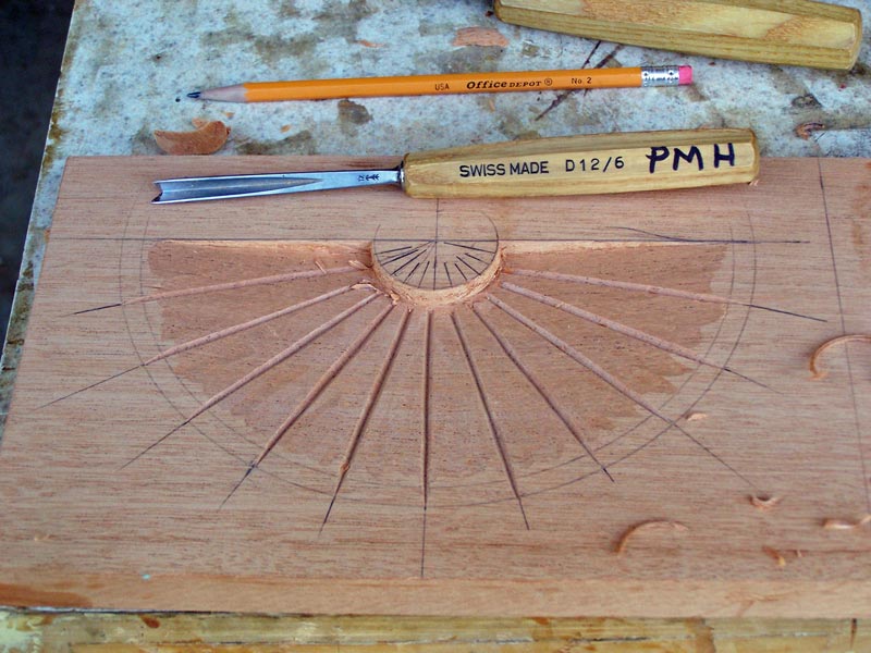 Cut along the lines with the V-tool