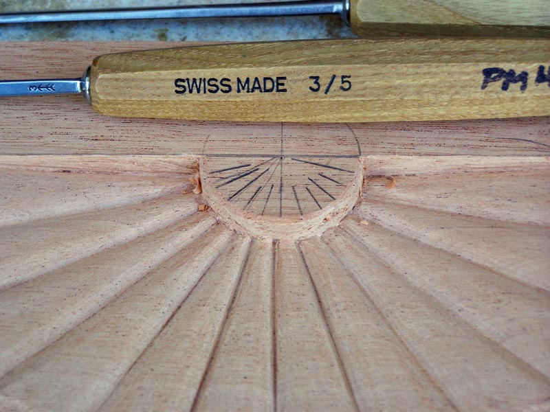 Trim the center half circle
